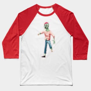 Halloween One Leg Zombie in watercolor Baseball T-Shirt